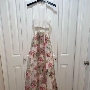 White floral formal dress